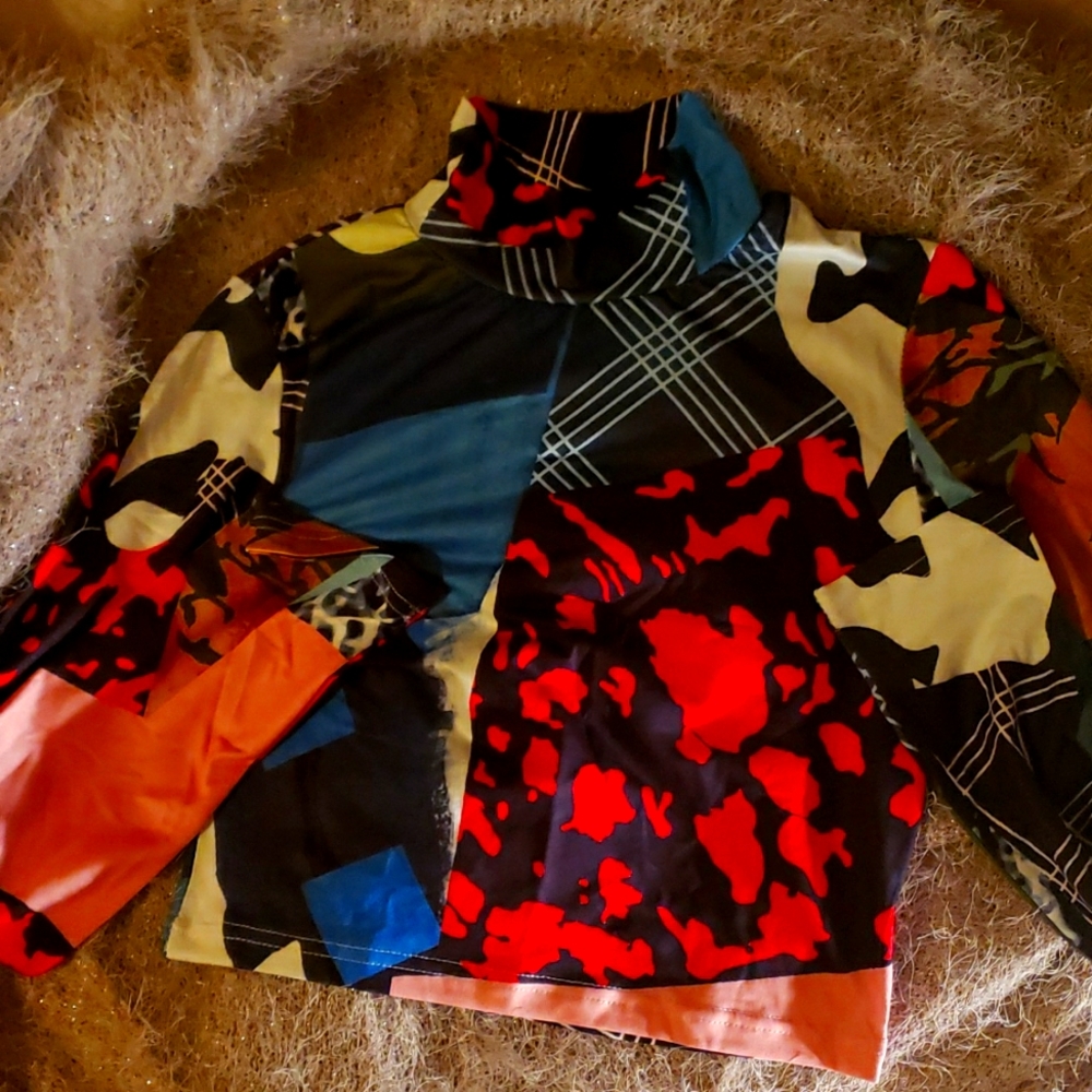 Spandex patchwork pants set ...Brand New never worn ... Too small